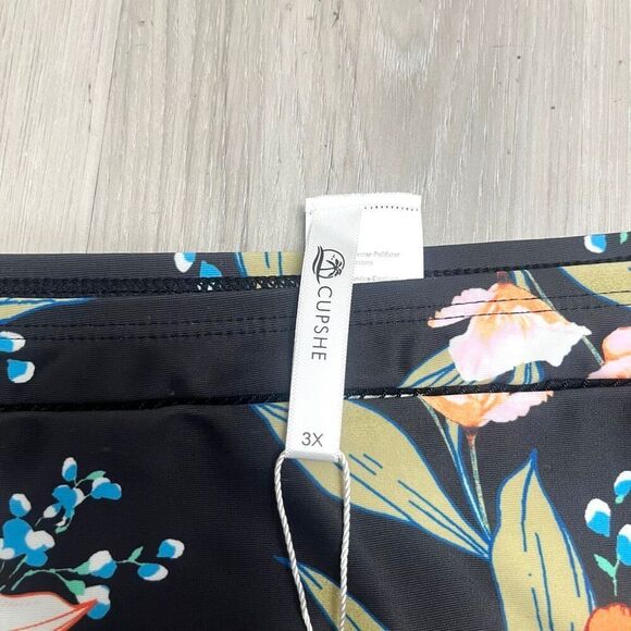 Cupshe Bikini Bottoms Women’s 3X Black and Orange Floral Print Swim NWT - Picture 2 of 4